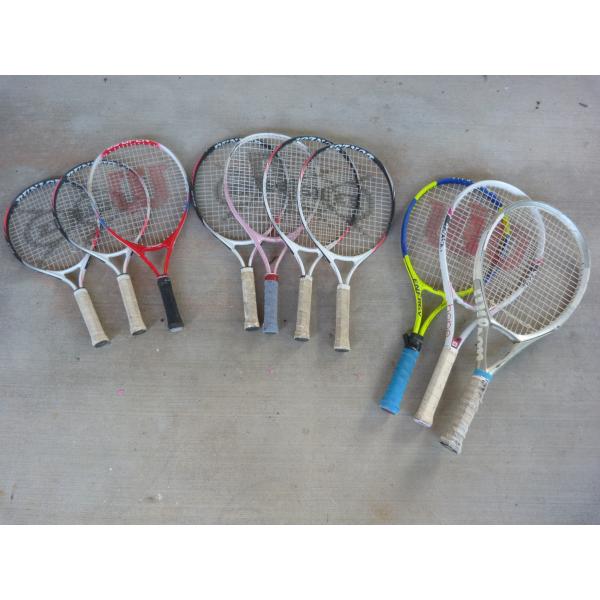 Lot of 7 Jr racquets, 3 Adult - good starter racquets or for classes